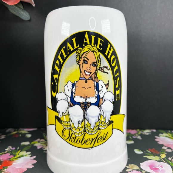 Capital Ale House Oktoberfest Ceramic Beer Stein 1 Liter Mug , A pretty waitress - Picture 1 of 12